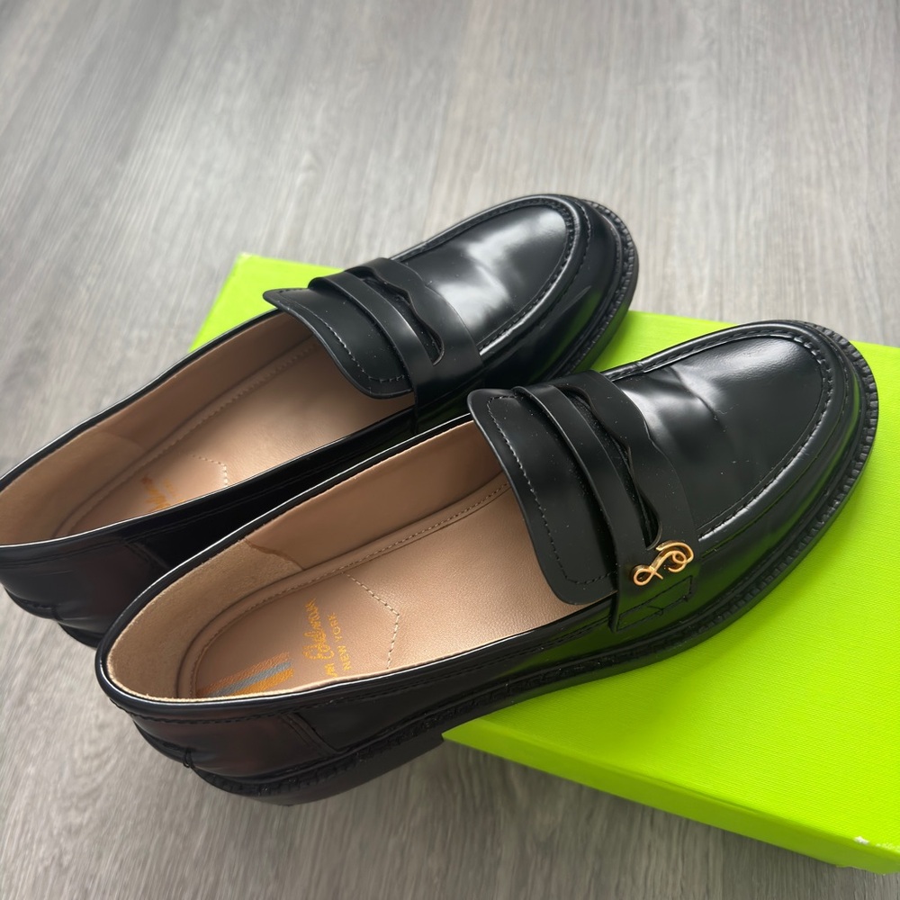 Sam Edelman Black Loafers with Gold Accent